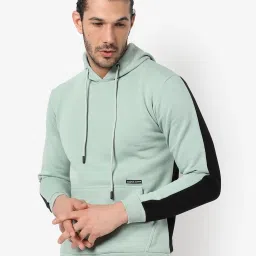 Campus Sutra Sea Green & Blue Cotton Regular Fit Hooded Sweatshirt image 1