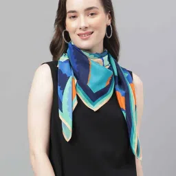 Tossido Blue Printed Scarf & Bag Scarf Set image 1