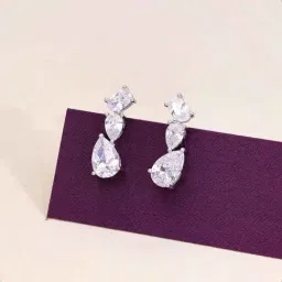 Kai Jewel Sterling Silver Chic Zircon Link Stud Earrings for Women-image-17