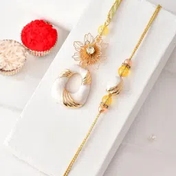 Aapno Rajasthan White Handpicked Casual Rakhi with Roli Chawal & Greetings Card-picture-46