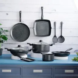 Cookaid Black Aluminium Cook & Serve Casserole Pcs Non Stick Ptfe Cookware Set-picture-20