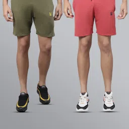 Vimal Jonney Green & Pink Regular Fit Lounge Shorts - Pack of 2 image 1