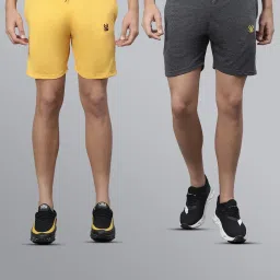 Vimal Jonney Yellow & Grey Regular Fit Lounge Shorts - Pack of 2 image 1