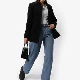 Campus Sutra Black Regular Fit Blazer image 1