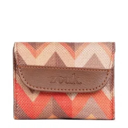 ZOUK Tidal Wave Orange Printed Tri-Fold Wallet for Women image 1