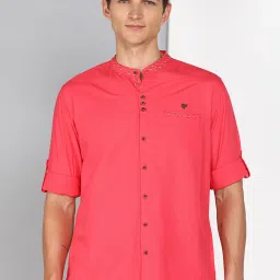 Kuons Avenue Salmon Pink Slim Fit Shirt image 1