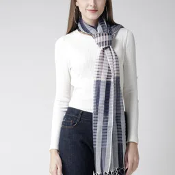 Style Quotient Women Navy Blue & Grey Checked Stole-image-58