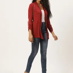 Trend Arrest Maroon Full Sleeves Shrug image 4