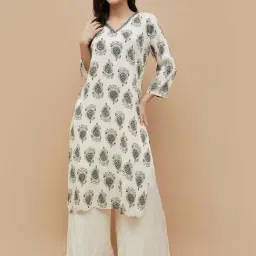 Melange By Lifestyle Off White Regular Fit Printed Kurta-picture-25