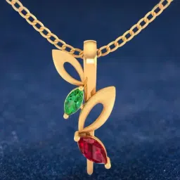 P.C. Chandra Jewellers 22KT Yellow Gold Stone Leaves Pendant (Without Chain) for Women & Girls-picture-41