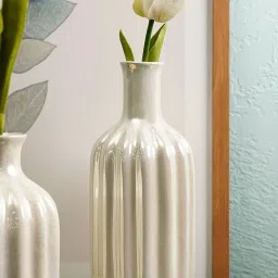Pure Home and Living White Ceramic Vase image 1
