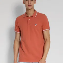 american eagle outfitters American Eagle Orange Cotton Slim Fit Polo T-Shirt image 1