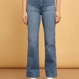 Wrangler Mid Blue Flared Fit High Rise Jeans image 1