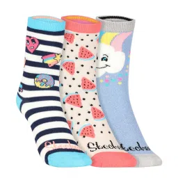 Skechers Crew- Fla Multicolor Printed Socks for Girls - Pack of 3 image 1