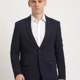 Turtle Navy Relaxed Fit Texture Blazer image 1