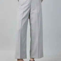 Hancock Basil Green Blended Solid Mid Rise Trousers image 1