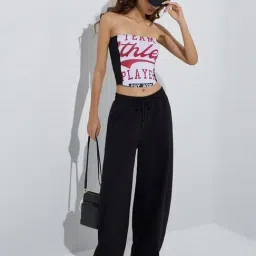 studiofit women Studiofit by Westside White Text Design Cotton-Blend Tube Top image 3