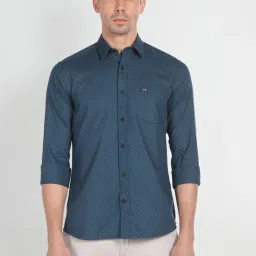Arrow Sport Blue Cotton Slim Fit Printed Shirt image 1