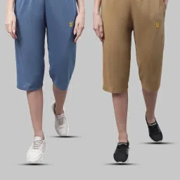 Vimal Jonney Dark Grey & Beige Mid Rise Capris - Pack of 2 image 1