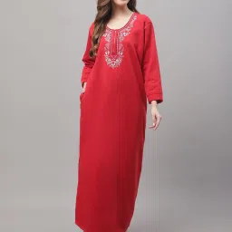 Secret Wish Red Embroidered Nighty image 1