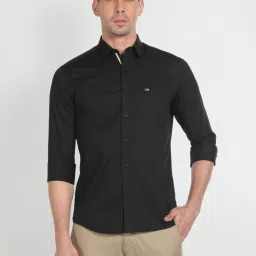 Arrow Sport Black Cotton Slim Fit Shirt image 1