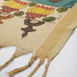 Taavi Ethnic Motifs Printed Kalamkari Dupatta with Zari image 4