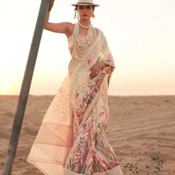 Odette Cream Floral Printed Saree-picture-39