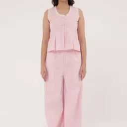 Slumber Jill Pink Cotton Comfort Fit Striped Night Suit-picture-16