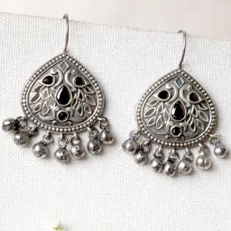Teejh Vanya Silver Oxidized Black Jhumki Earrings image 1