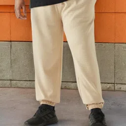 Bewakoof Beige Regular Fit Self Pattern Trackpants image 1