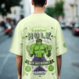 Bewakoof Official Marvel Merchandise Green Oversized Graphic T-Shirt image 1