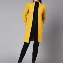 Mafadeny Mustard Self Design Long Shrug image 1