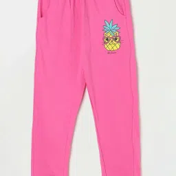 Fame Forever by Lifestyle Kids Pink Cotton Printed Trackpants image 1