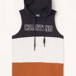 Fame Forever by Lifestyle Kids Brown & White Cotton Color Block T-Shirt image 1