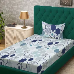 Klotthe Multicolor Cotton Blend 300 TC Single Bedsheet With 1 Pillow Cover image 1