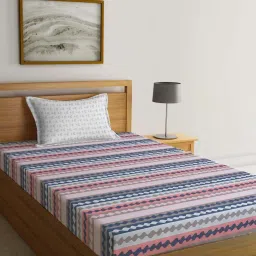 Klotthe Multicolor Cotton Blend 300 TC Single Bedsheet With 1 Pillow Cover image 1