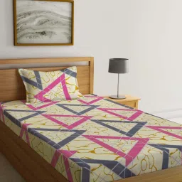 Klotthe Multicolor Cotton Blend 300 TC Single Bedsheet With 1 Pillow Cover image 1