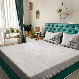 Klotthe Grey Cotton 400 TC Double Bedsheet With 2 Pillow Covers image 1