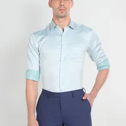 Arrow Green Cotton Regular Fit Self Pattern Shirt image 1