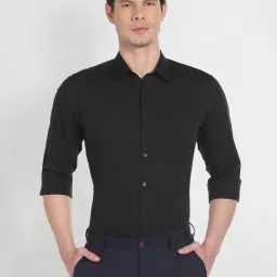 Arrow Black Cotton Regular Fit Shirt image 1