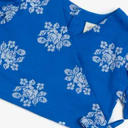 Utsa Kids by Westside Blue Floral Cotton-Blend Ethnic Top image 3