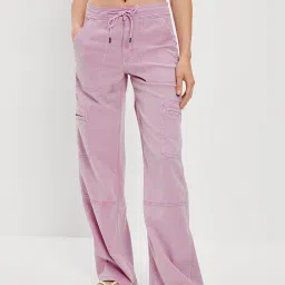 American Eagle Outfitters Purple Mid Rise Flared Trousers image 1