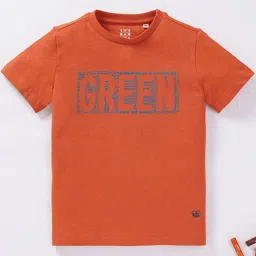 Ed-a-Mamma Kids Red Cotton Printed T-Shirt image 1