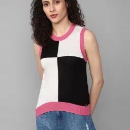 Allen Solly Black & White Color-Block Top image 1