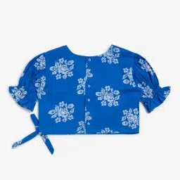 Utsa Kids by Westside Blue Floral Cotton-Blend Ethnic Top image 2