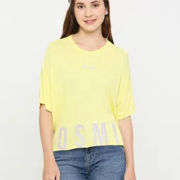 Spykar Lime Yellow Cotton Graphic Print T-Shirt image 1