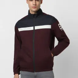 Van Heusen Sport Maroon Cotton Regular Fit Colour Block Jacket image 1