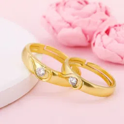 GIVA 92.5 Sterling Silver Golden Love You To Infinity Couple Rings image 1
