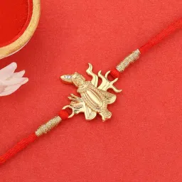ornate jewels 925 Silver American Diamond Shreenathji Thread Rakhi for Brother with Roli Chawal image 1