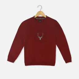 Allen Solly Boys Maroon Printed Full Sleeves Sweatshirt image 1